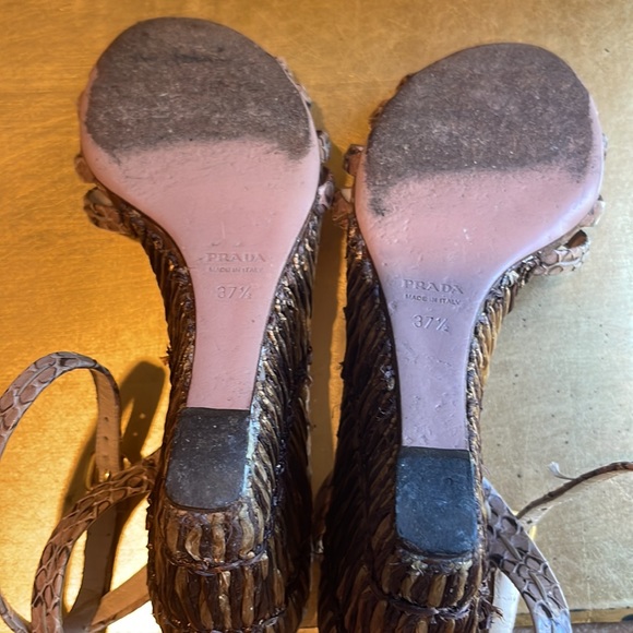 Prada Raffia Wedge Sandal in Snakeskin - Picture 15 of 16